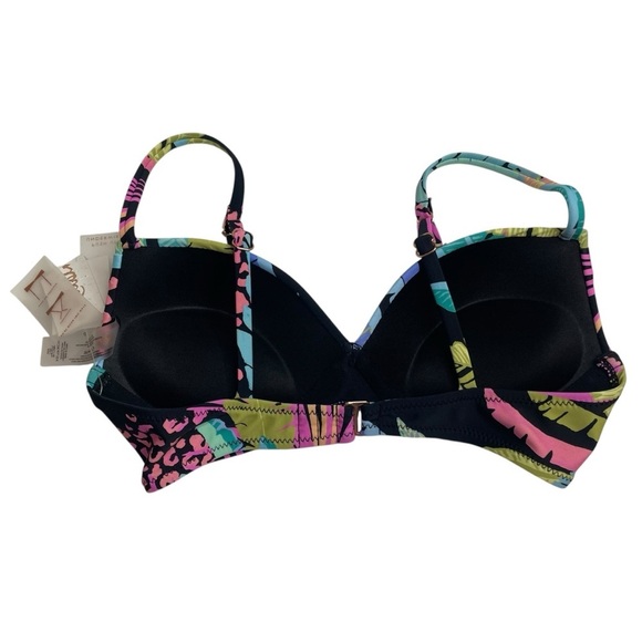 Raisins Moonshadow Printed Underwire Bikini Top Black Floral Animal Print XS New - Picture 6 of 7